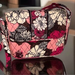 Vera Bradley Quilted Floral Crossbody Bag Pink Brown | Adjustable Strap